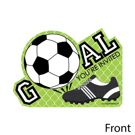Big Dot of Happiness Goaaal - Soccer - Shaped Fill-in Invitations - Baby Shower or Birthday Party Invitation Cards with Envelopes - Set of 12 {3}