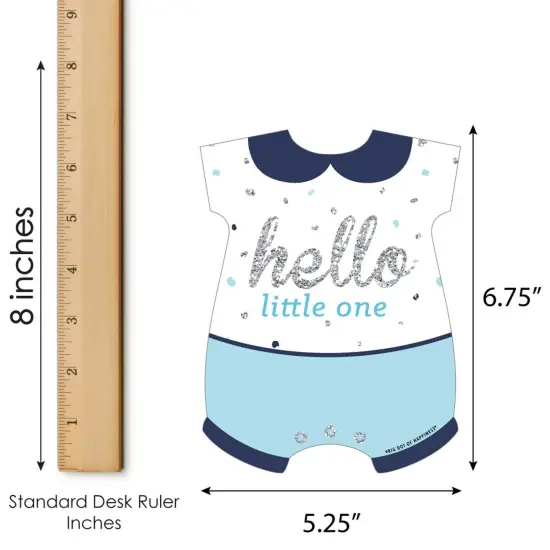 Big Dot of Happiness Hello Little One - Blue and Silver - Picture Bingo Cards and Markers - Boy Baby Shower Shaped Bingo Game - Set of 18 {6}