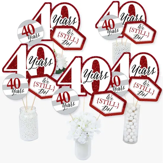 Big Dot of Happiness We Still Do - 40th Wedding Anniversary - Anniversary Party Centerpiece Sticks - Table Toppers - Set of 15 {1}