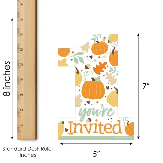 Big Dot of Happiness 1st Birthday Little Pumpkin - Shaped Fill-In Invitations - Fall First Birthday Party Invitation Cards with Envelopes - Set of 12 {7}