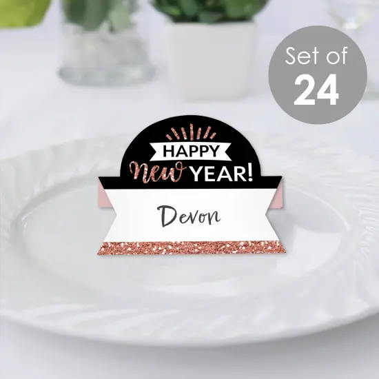 Big Dot of Happiness Rose Gold Happy New Year - New Years Eve Party Tent Buffet Card - Table Setting Name Place Cards - Set of 24 {3}
