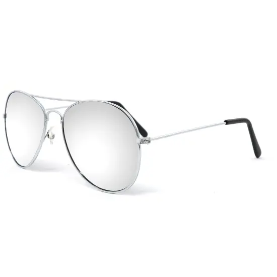 Big Mo's Toys Silver Mirrored Aviator Sunglasses Shades &ndash; 70&rsquo;s Style Adult Aviators Costume Glasses - 1 Pair {1}