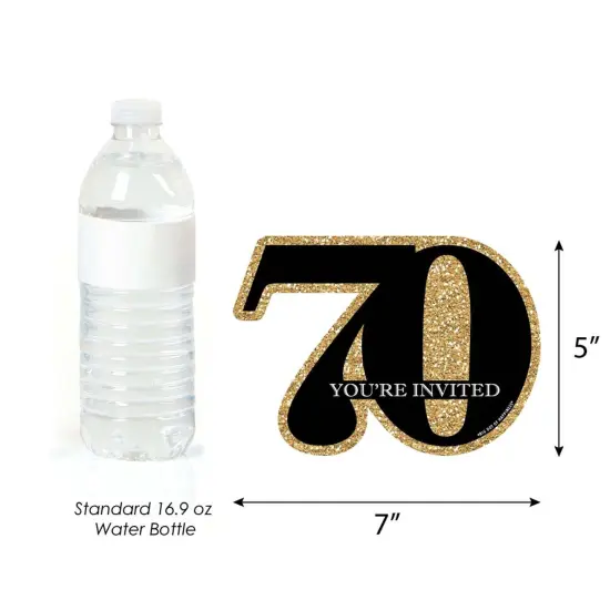 Big Dot of Happiness Adult 70th Birthday - Gold - Shaped Fill-In Invitations - Birthday Party Invitation Cards with Envelopes - Set of 12 {7}