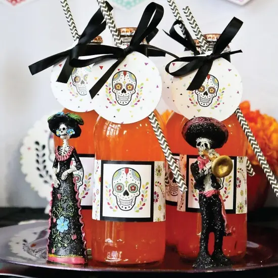 Big Dot of Happiness Day of the Dead - Sugar Skull Party Water Bottle Sticker Labels - Set of 20 {7}