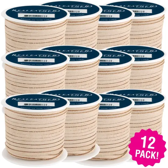 Multipack of 12 - Realeather Crafts Suede Lace .125"X25yd Spool-Beige {1}