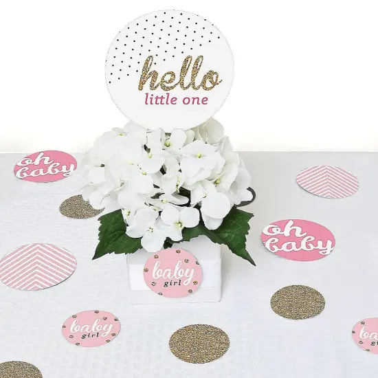 Big Dot of Happiness Hello Little One - Pink and Gold - Girl Baby Shower Giant Circle Confetti - Party Decorations - Large Confetti 27 Count {7}