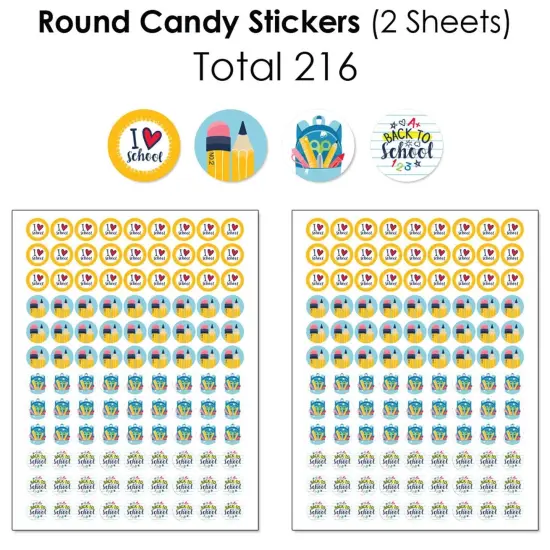 Big Dot of Happiness Back to School - First Day of School Classroom Decorations Candy Favor Sticker Kit - 304 Pieces {6}
