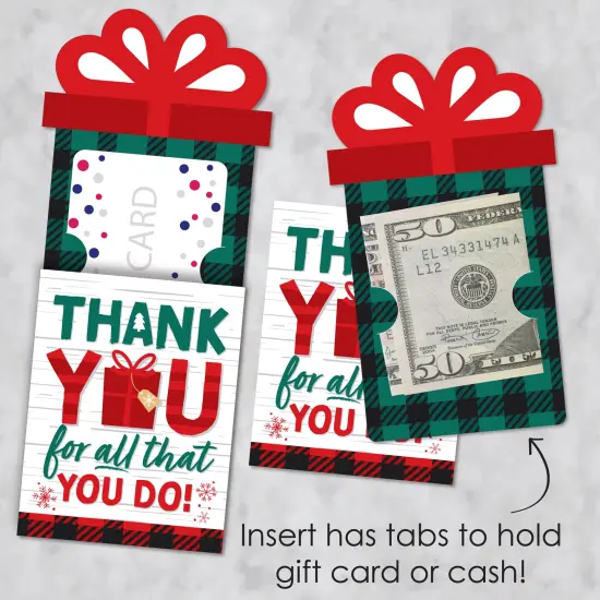 Big Dot of Happiness Holiday Thank You - Christmas Appreciation Money and Gift Card Sleeves - Nifty Gifty Card Holders - Set of 8 {4}