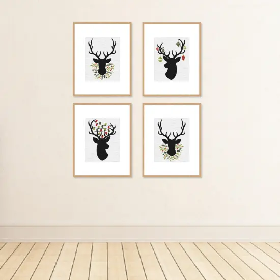 Big Dot of Happiness Rustic Reindeer - Unframed Holiday and Christmas Linen Paper Wall Art - Set of 4 - Artisms - 8 x 10 inches {4}