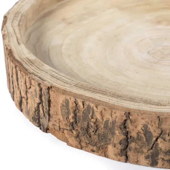 Wood Tree Bark Indented Display Tray Serving Plate Platter Charger {6}
