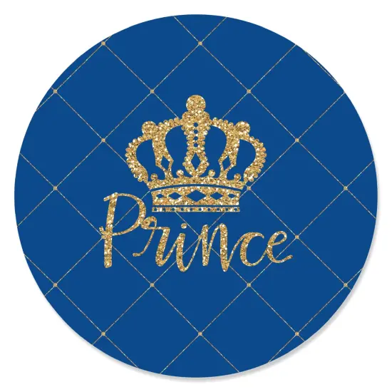 Big Dot of Happiness Royal Prince Charming - Baby Shower or Birthday Party Circle Sticker Labels - 24 Count {1}