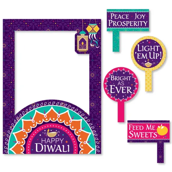 Big Dot of Happiness Happy Diwali - Festival of Lights Party Selfie Photo Booth Picture Frame and Props - Printed on Sturdy Material {1}