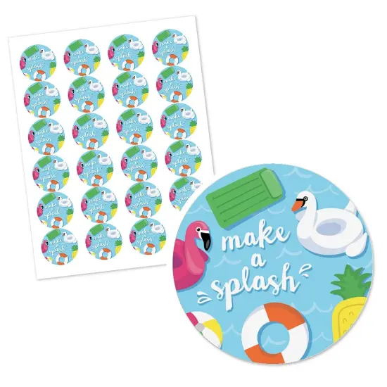 Big Dot of Happiness Make a Splash - Pool Party - Summer Swimming Party or Birthday Party Circle Sticker Labels - 24 Count {3}