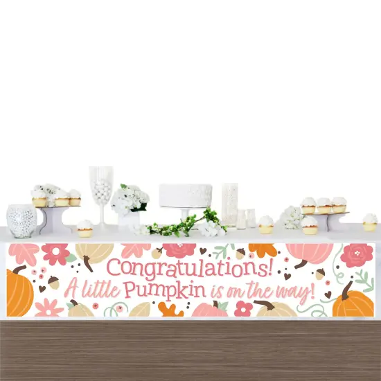 Big Dot of Happiness Girl Little Pumpkin - Fall Baby Shower Decorations Party Banner {4}