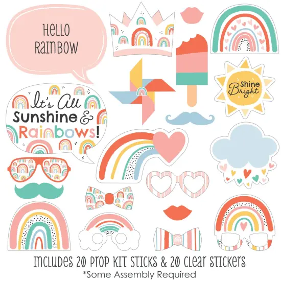 Big Dot of Happiness Hello Rainbow - Boho Baby Shower and Birthday Party Photo Booth Props Kit - 20 Count {3}