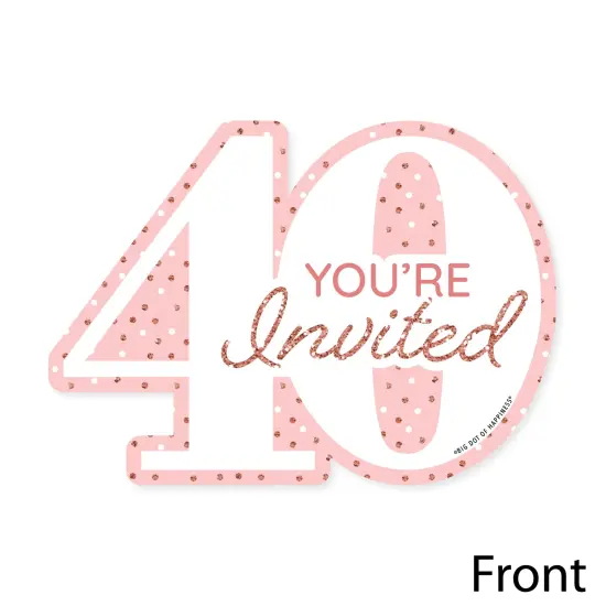 Big Dot of Happiness 40th Pink Rose Gold Birthday - Shaped Fill-In Invitations - Happy Birthday Party Invitation Cards with Envelopes - Set of 12 {4}