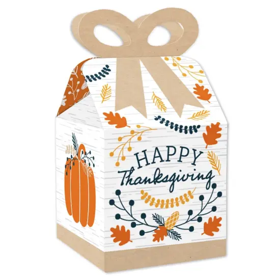 Big Dot of Happiness Happy Thanksgiving - Square Favor Gift Boxes - Fall Harvest Party Bow Boxes - Set of 12 {1}