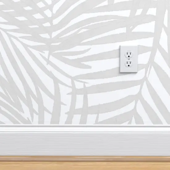 Peel & Stick Wallpaper 2FT Wide Watercolor Grey Palm Fronds Neutral Rainforest Jungle Tropical Custom Removable Wallpaper by Spoonflower {4}