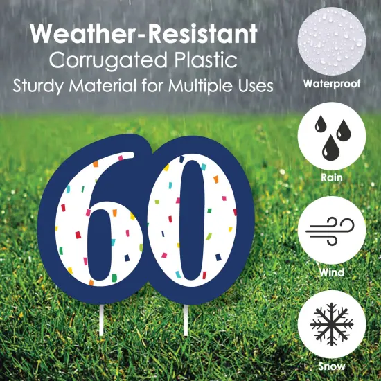 Big Dot of Happiness 60th Birthday - Cheerful Happy Birthday - Lawn Decorations - Outdoor Colorful Sixtieth Birthday Party Yard Decorations - 10 Piece {6}