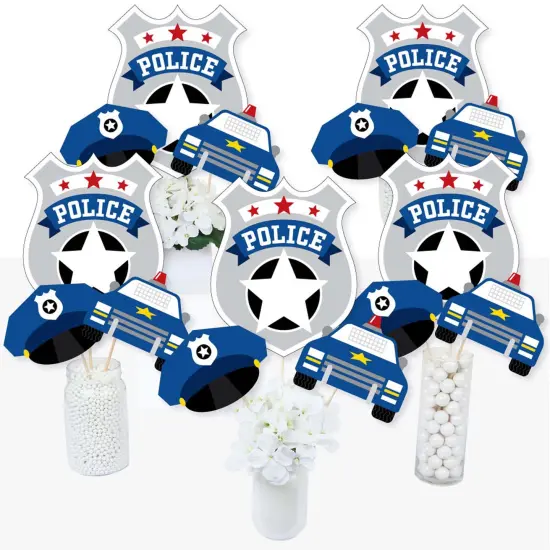 Big Dot of Happiness Calling All Units - Police - Cop Birthday Party or Baby Shower Centerpiece Sticks - Table Toppers - Set of 15 {3}