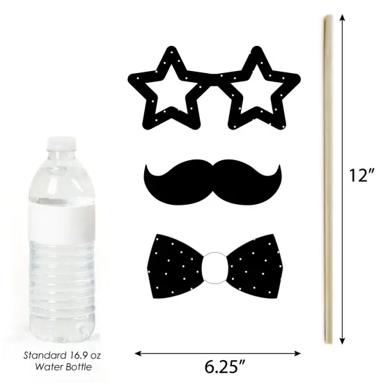 Big Dot of Happiness Mr. and Mrs. - Black and White Wedding or Bridal Shower Photo Booth Props Kit - 20 Count {6}