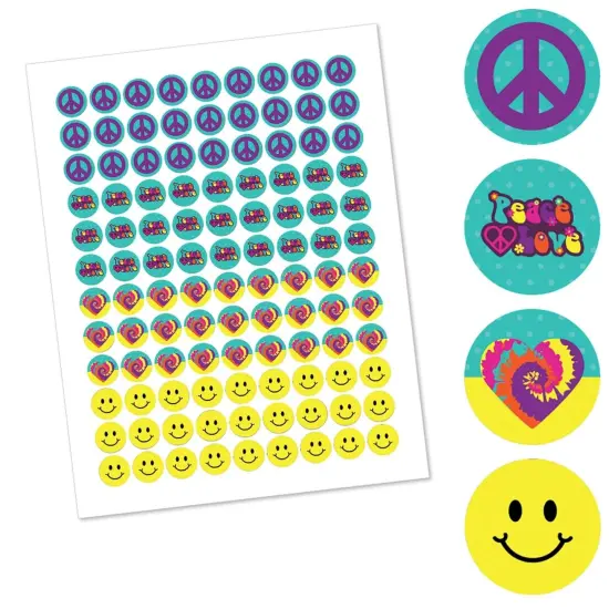 Big Dot of Happiness 60's Hippie - 1960s Groovy Party Round Candy Sticker Favors - Labels Fits Chocolate Candy (1 sheet of 108) {3}
