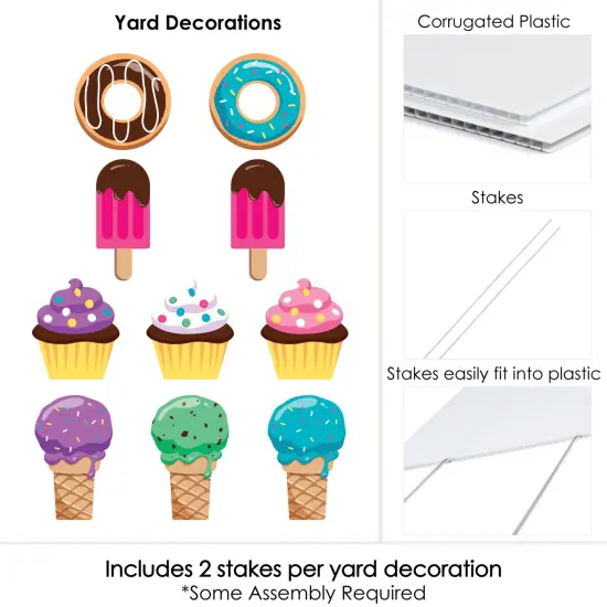 Big Dot of Happiness Sweet Shoppe - Donut, Ice Cream & Cupcake Lawn Decor - Outdoor Candy & Bakery Birthday Party or Baby Shower Yard Decor - 10 Piece {7}