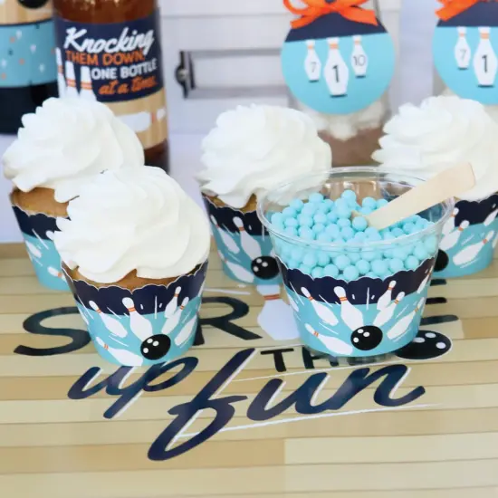 Big Dot of Happiness Strike Up the Fun - Bowling - Birthday Party or Baby Shower Decorations - Party Cupcake Wrappers - Set of 12 {6}