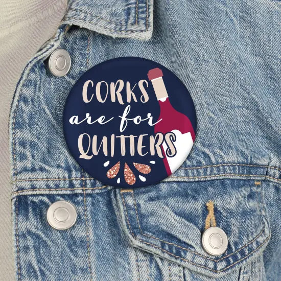 Big Dot of Happiness But First, Wine - 3 inch Wine Tasting Party Badge - Pinback Buttons - Set of 8 {4}