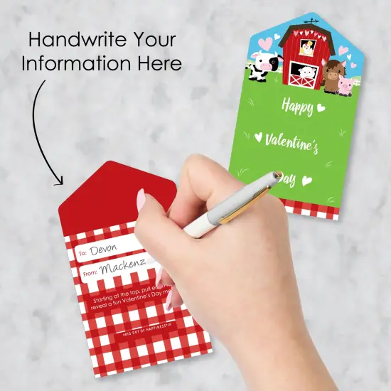 Big Dot of Happiness Farm Animals - Barnyard Cards for Kids - Happy Valentine's Day Pull Tabs - Set of 12 {4}