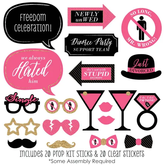 Big Dot of Happiness Divorce Party - Photo Booth Props Kit - 20 Count {3}