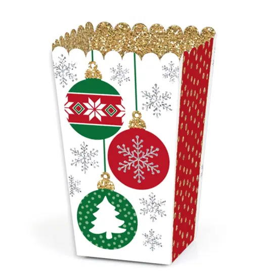 Big Dot of Happiness Ornaments - Holiday and Christmas Party Favor Popcorn Treat Boxes - Set of 12 {1}