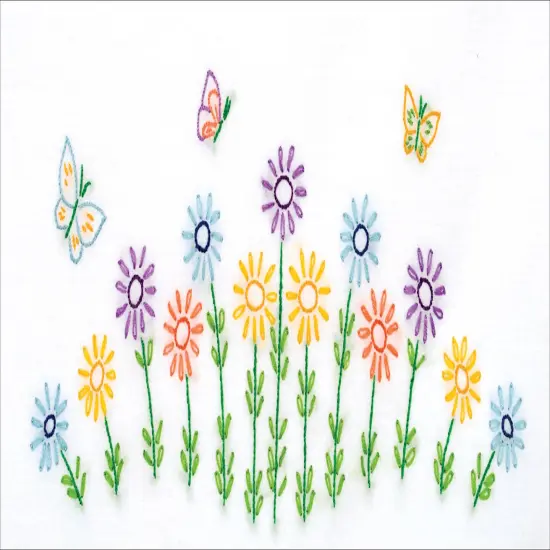 Jack Dempsey Stamped Pillowcases W/White Perle Edge 2/Pkg-Field Of Flowers {2}