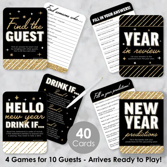 Big Dot of Happiness Hello New Year - 4 NYE Party Games - 10 Cards Each - Gamerific Bundle {3}