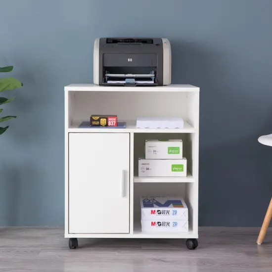 Printer Kitchen Office Storage Stand With Casters White {6}