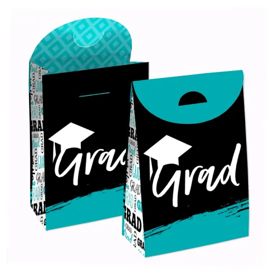 Big Dot of Happiness Teal Grad - Best is Yet to Come - Turquoise Graduation Gift Favor Bags - Party Goodie Boxes - Set of 12 {1}