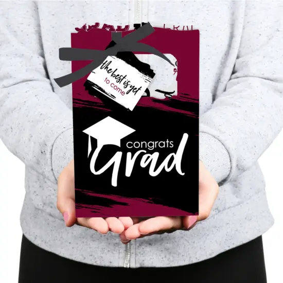Big Dot of Happiness Maroon Grad - Best is Yet to Come - BurgundyGraduation Party Favor Boxes - Set of 12 {6}