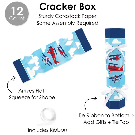 Big Dot of Happiness Taking Flight - Airplane - No Snap Vintage Plane Baby Shower or Birthday Party Table Favors - DIY Cracker Boxes - Set of 12 {6}