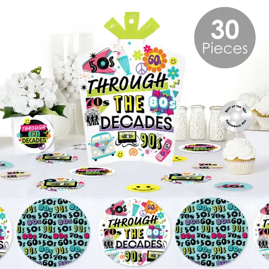 Big Dot of Happiness Through the Decades - 50s, 60s, 70s, 80s, and 90s Party Decor and Confetti - Terrific Table Centerpiece Kit - Set of 30 {3}