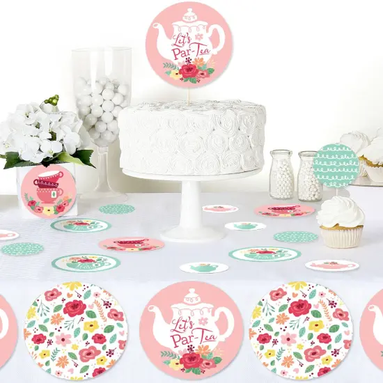 Big Dot of Happiness Floral Let's Par-Tea - Garden Tea Party Giant Circle Confetti - Party Decorations - Large Confetti 27 Count {4}