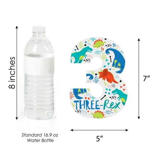 Big Dot of Happiness 3rd Birthday Roar Dinosaur - Three Shaped Decorations DIY Three Rex Dino Third Birthday Party Essentials - Set of 20 {6}