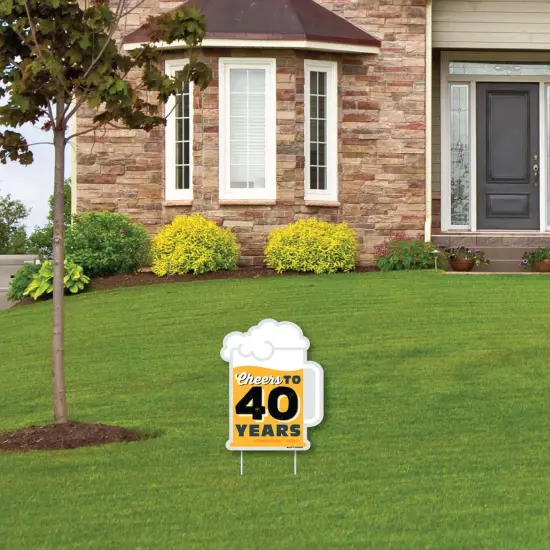 Big Dot of Happiness Cheers and Beers to 40 Years - Outdoor Lawn Sign - 40th Birthday Party Yard Sign - 1 Piece {4}