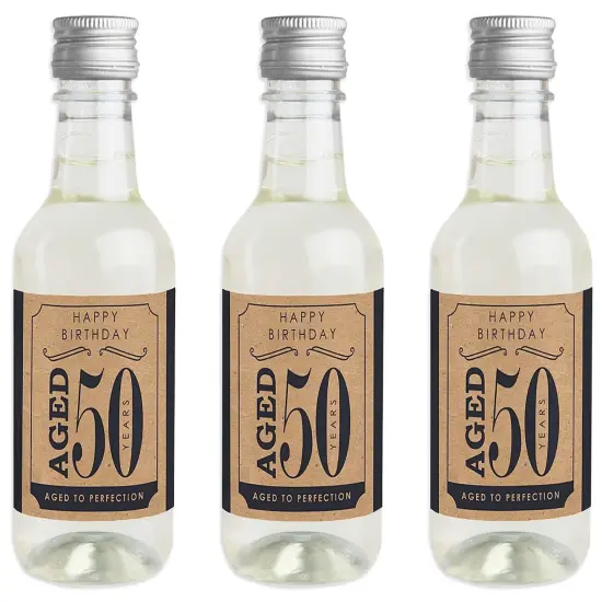 Big Dot of Happiness 50th Milestone Birthday - Mini Wine and Champagne Bottle Label Stickers - Birthday Party Favor Gift for Women and Men - Set of 16 {1}