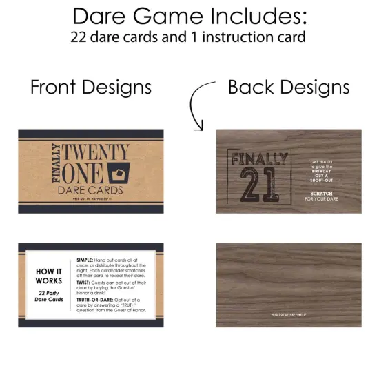 Big Dot of Happiness Finally 21 - 21st Birthday - Birthday Party Game Scratch Off Dare Cards - 22 Count {6}