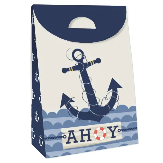 Big Dot of Happiness Ahoy - Nautical - Baby Shower or Birthday Gift Favor Bags - Party Goodie Boxes - Set of 12 {4}