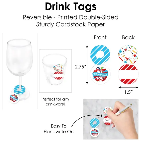 Big Dot of Happiness Thank You Teachers - Teacher Appreciation Paper Charger and Table Decorations - Chargerific Kit - Place Setting for 8 {7}