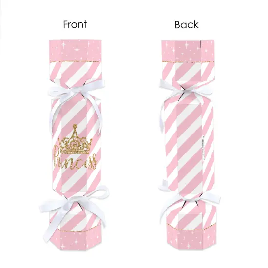 Big Dot of Happiness Little Princess Crown - No Snap Pink and Gold Princess Baby Shower or Birthday Party Table Favors - DIY Cracker Boxes - Set of 12 {7}