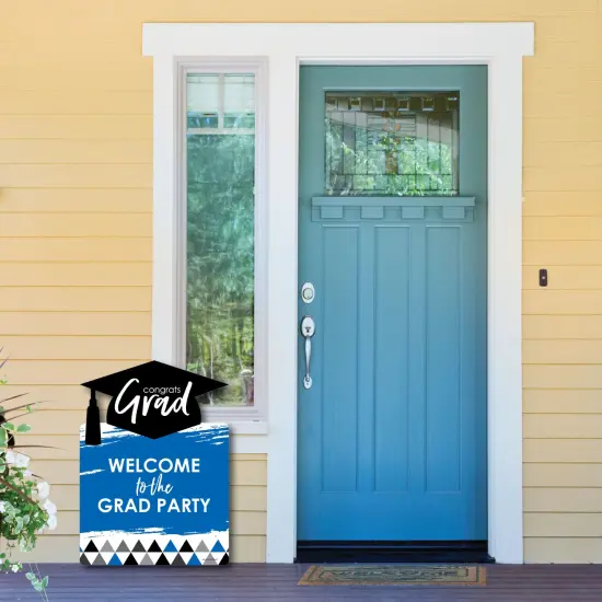 Big Dot of Happiness Blue Graduation Party Decorations - Grad Party Welcome Yard Sign {6}