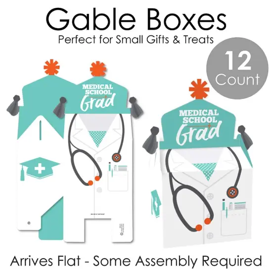 Big Dot of Happiness Medical School Grad - Treat Box Party Favors - Doctor Graduation Party Goodie Gable Boxes - Set of 12 {7}
