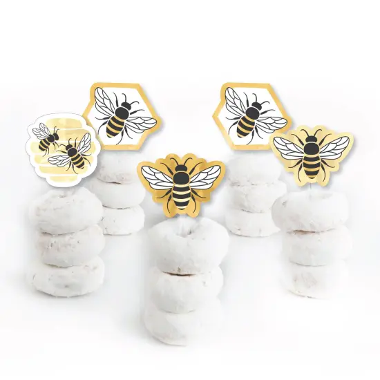 Big Dot of Happiness Little Bumblebee - Dessert Cupcake Toppers - Bee Baby Shower or Birthday Party Clear Treat Picks - Set of 24 {3}